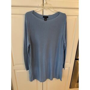 Grace The Perfect Fit Womens Blue Long Sleeve Knit Tunic Sweater Cotton Blend XL